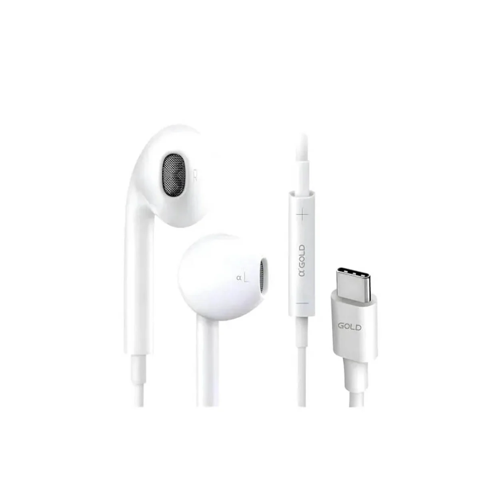 Fone De Ouvido Intra-Auricular Com Fio Tipo C aGOLD Branco  FN-A75L