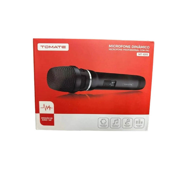 Microfone de Mão Dinâmico Profissional C/ Fio 4m Tomate - MT-1015
