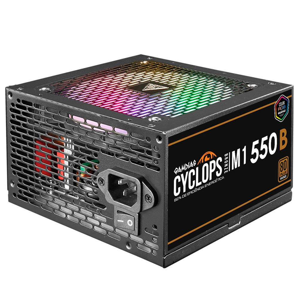 Fonte Real Atx 550w Gamdias Cyclops 80 Plus Bronze PFC Ativo Atx 2.31 - M1-550B
