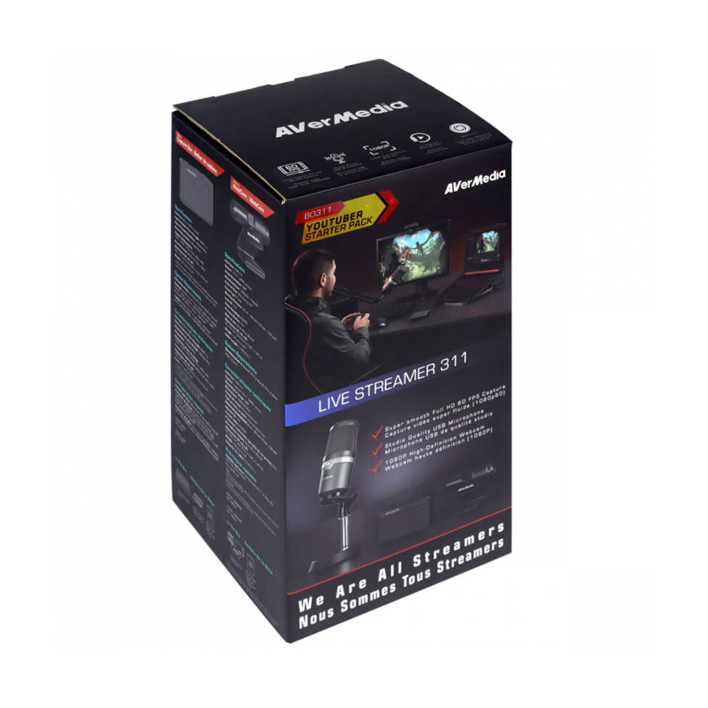 Kit Live Streamer Avermedia - Placa de Captura GC311 + Microfone AM310 + Webcam 1080P - BO311