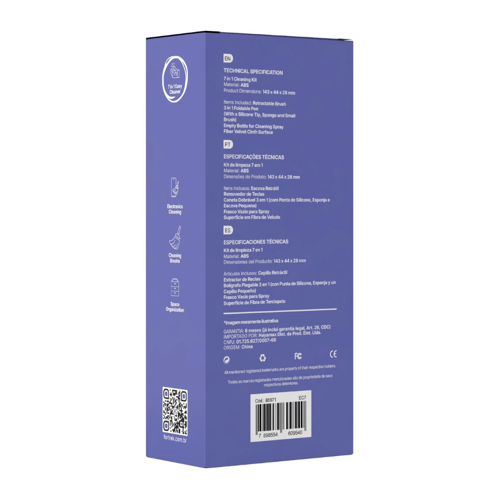 Kit de Limpeza de Periféricos Fortrek EC7 7 em 1 - 86971