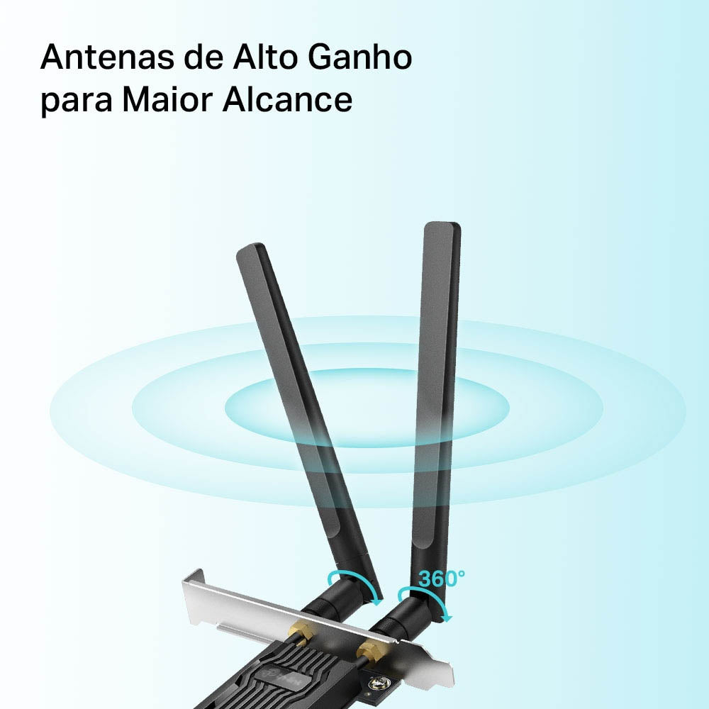 Placa De Rede Sem Fio Pci-E Tp-Link AX1800 Wi-fi 6 Dual Band Bluetooth 5.2- Archer TX20E