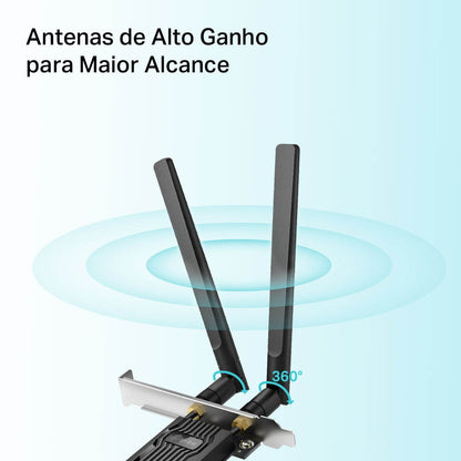 Placa De Rede Sem Fio Pci-E Tp-Link AX1800 Wi-fi 6 Dual Band Bluetooth 5.2- Archer TX20E