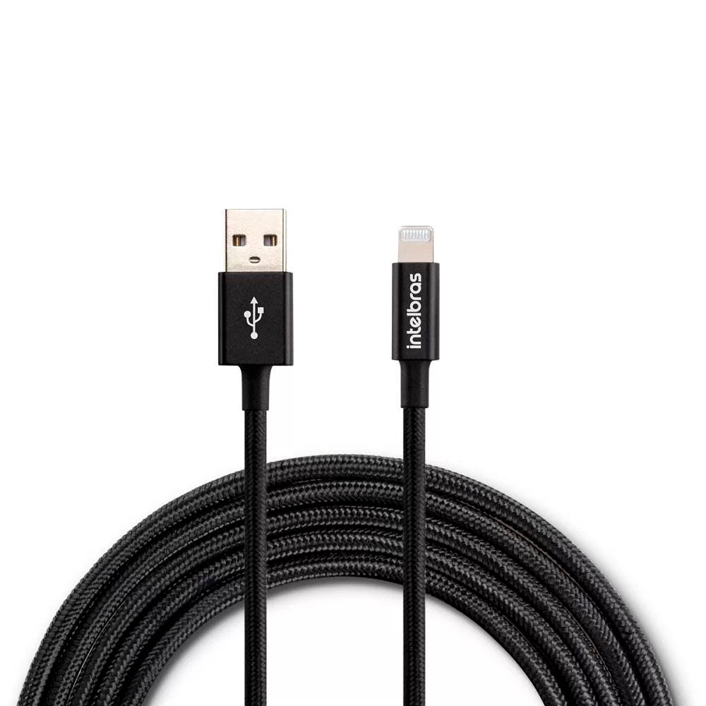 Cabo Usb Para Lightning (Iphone) 1,5mt Intelbras em Nylon Preto - 4830078