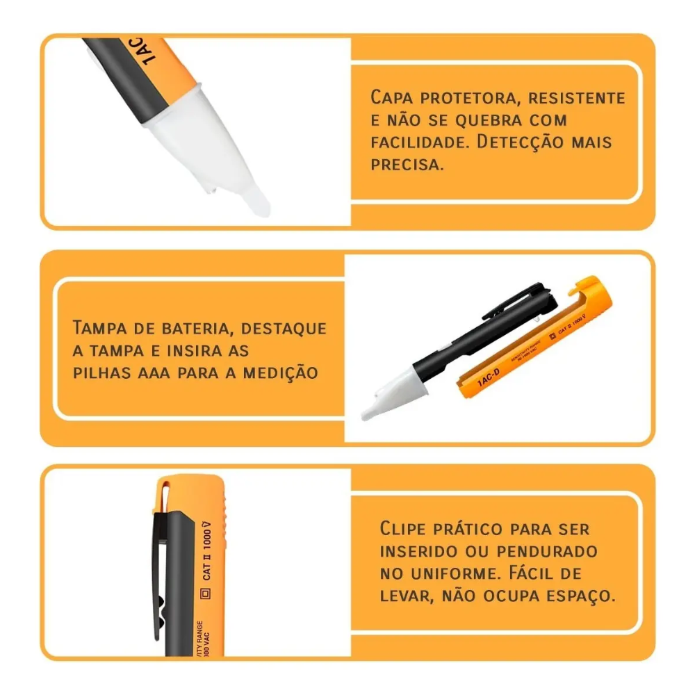 Detector Testador de Tensão Bomder C/ Pilhas - BOM-6401