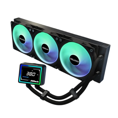 Water Cooler Triple Fan 360mm Asrock Challenger 360 Digital ARGB Preto C/ Display - 90-ACLA36-BAAGA6