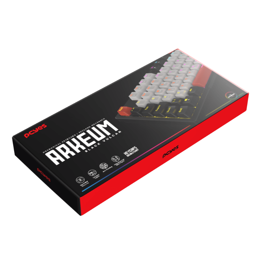 Teclado Gamer Mecanico PCYes Arkeum 75% Black Vulcan - Switch Red -AKBV75RBR