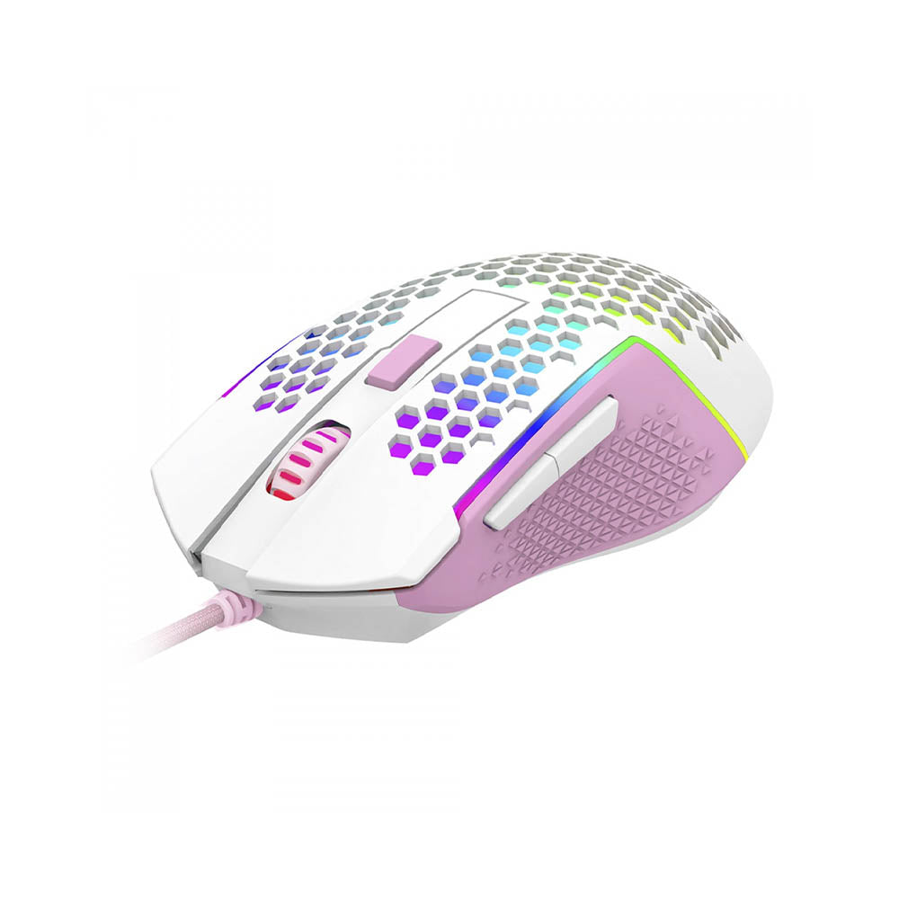 Mouse Gamer Redragon Reaping Elite 32000dpi 6 Botões RGB Branco e Rosa - M987WP-P