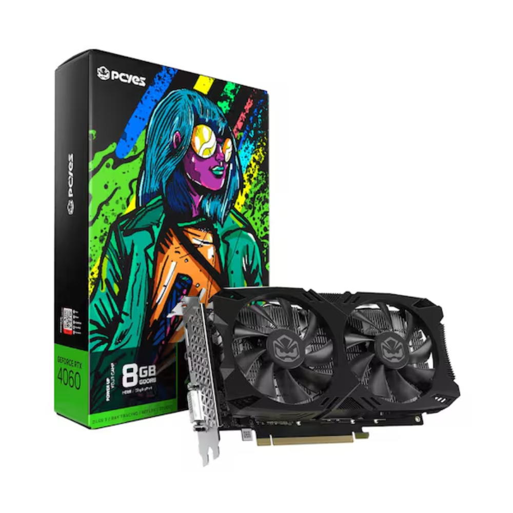 Placa De Video PcYes 8Gb RTX 4060 Gddr6 Full Size Dual Fan 1830 Mhz x 2460 Mhz 128bits 3x Displayport 1x Hdmi - PVR40608
