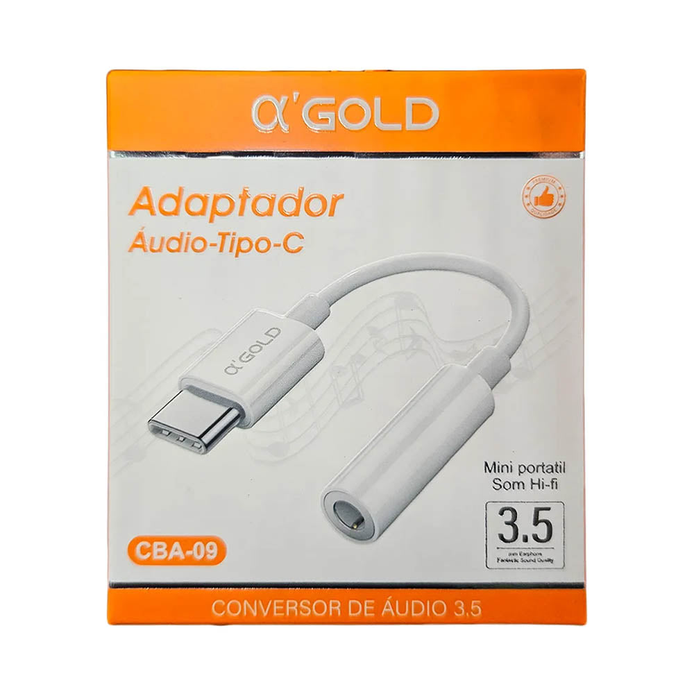 Cabo Adaptador de Som P3 Femea Para USB Tipo C aGold - CBA-09