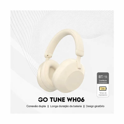Headset Sem Fio Bluetooth + P3 Fantech GO Tune Bege - WH06