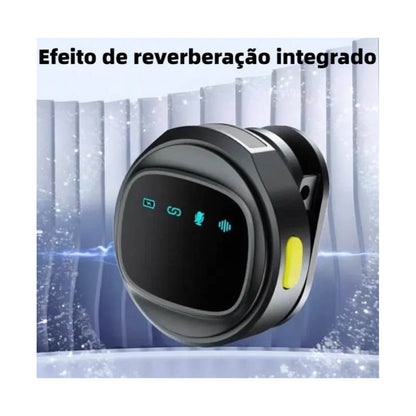 Kit C/ 2 Microfones Sem Fio Magnético Lapela Lightning aGold C/ Base de Carregamento e Redução de Ruído - MCF-28 Truedata