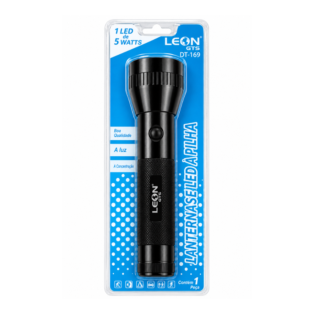 Lanterna Alto Brilho Led á Pilha Leon 5 Watts Leon-169