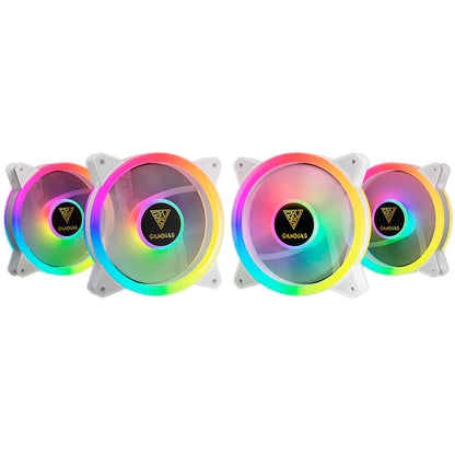 Kit c/ 4 Cooler Fan para Gabinete Gamdias Aeolus RGB 120mm Branco - M2-1204R WH Truedata