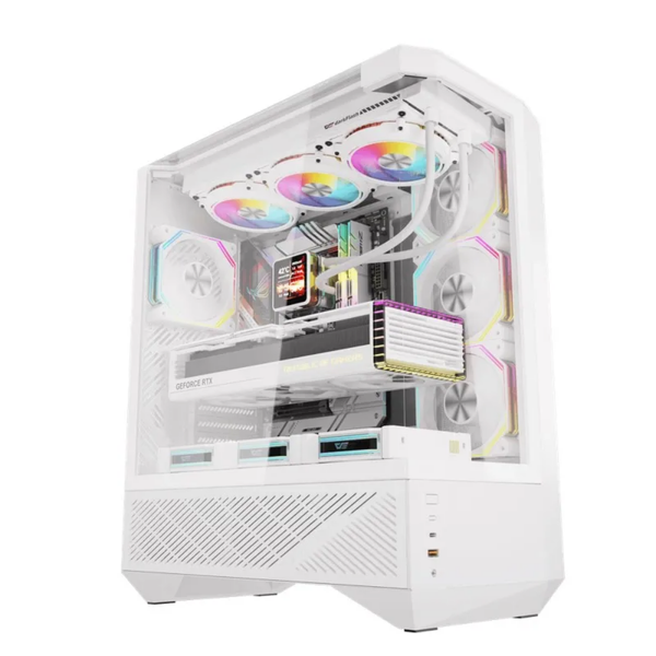 Gabinete Gamer Darkflash Mid Tower Atx DY460 Branco Com Lateral e Frente em Vidro Temperado ARGB - DY460 ARGB White