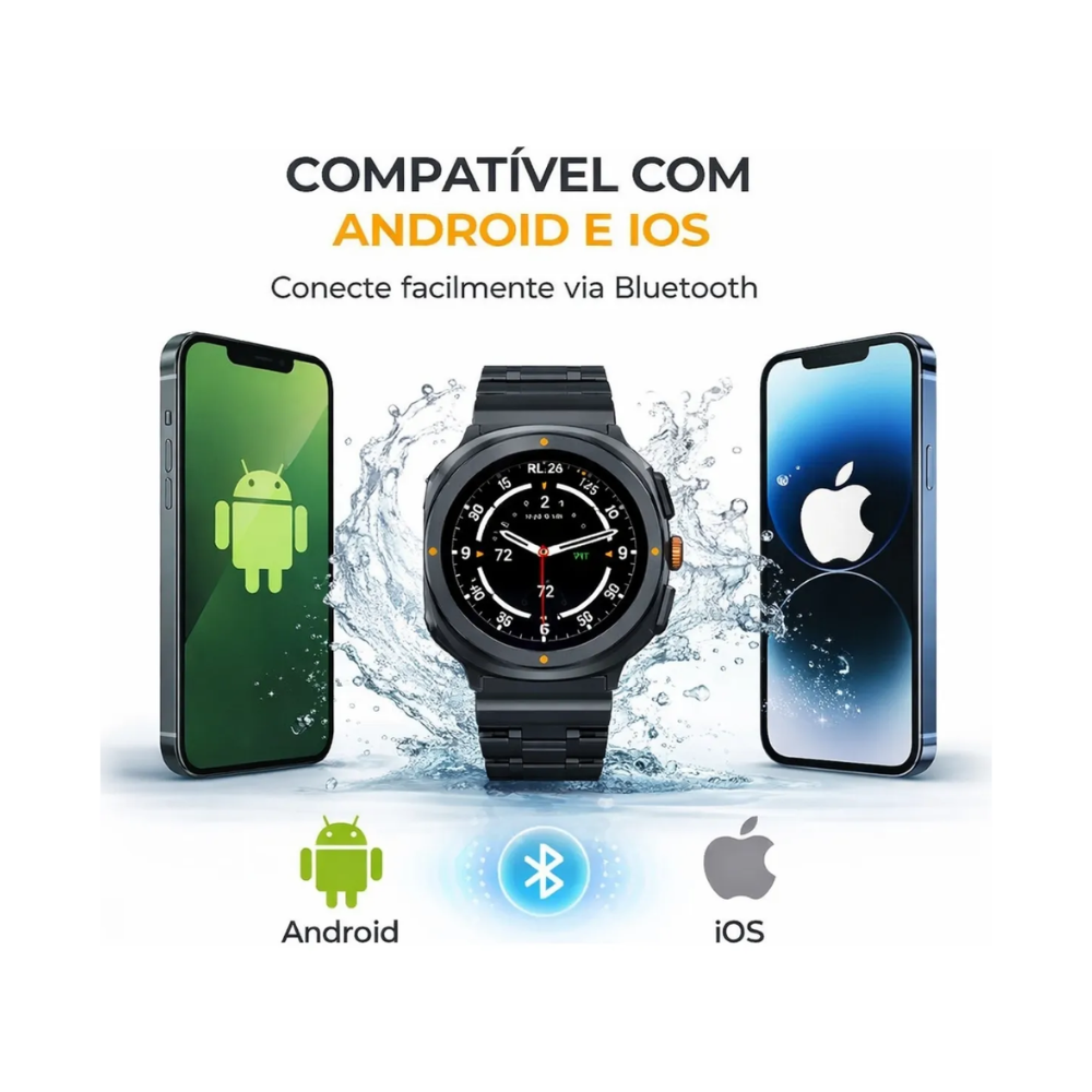 Relógio de Pulso SmartWatch aGold C/6 Pulseiras Tela Amoled Full Touch Ip68 1Gb - RL25