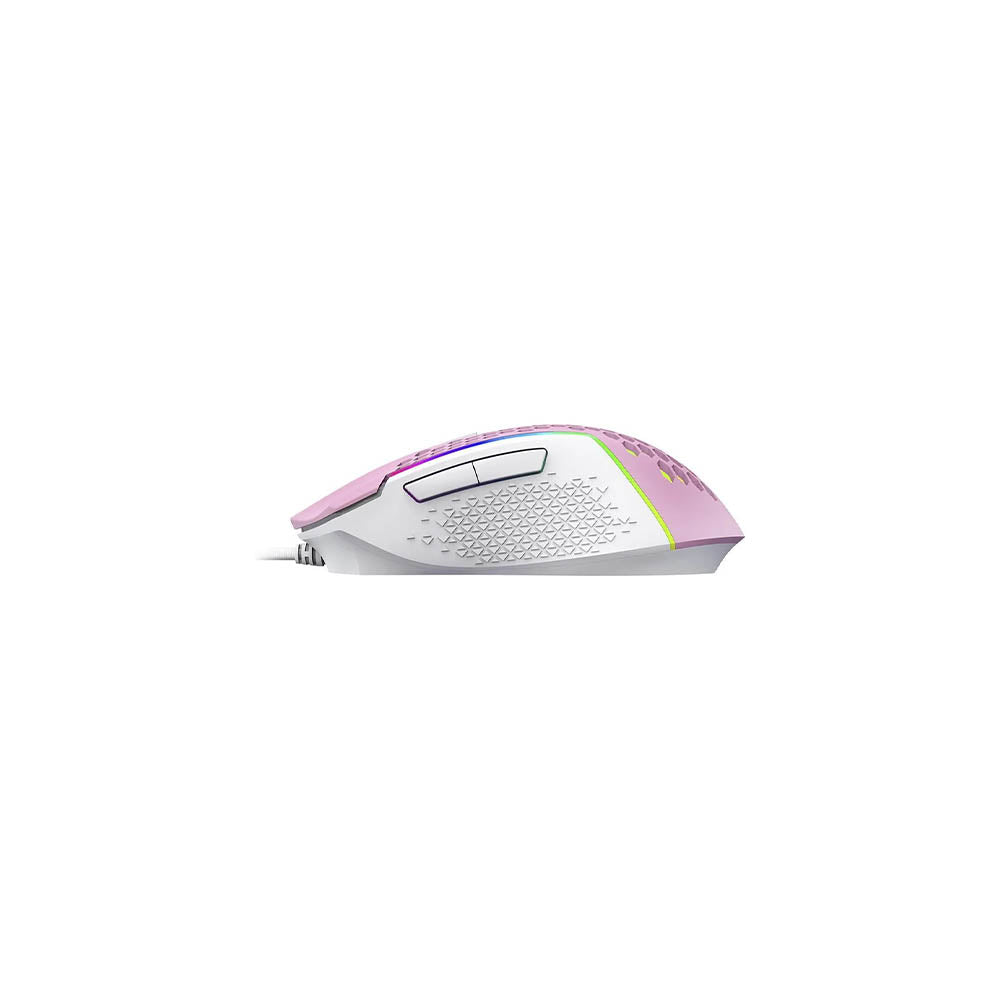 Mouse Gamer Redragon Reaping Elite 32000dpi 6 Botões RGB Rosa e Branco - M987PW-P