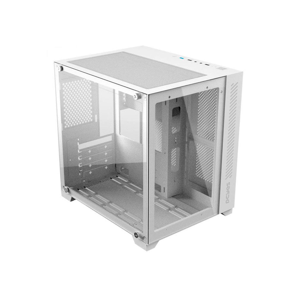Gabinete Gamer PCYes Mid Tower Forcefield Branco Com Lateral e Frente em Vidro Temperado - GFFWGP