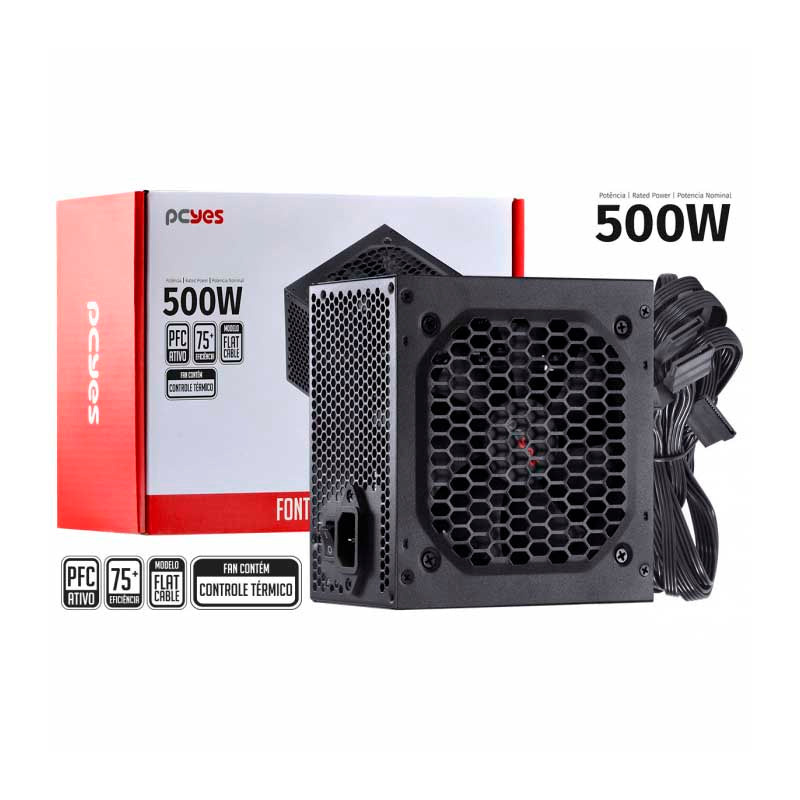 Fonte Real Atx 500w Spark 75 Plus PCYes Pfc Ativo - PXSP500WPT Truedata