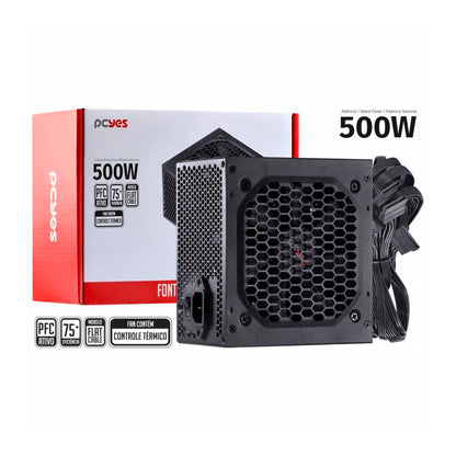 Fonte Real Atx 500w Spark 75 Plus PCYes Pfc Ativo - PXSP500WPT Truedata