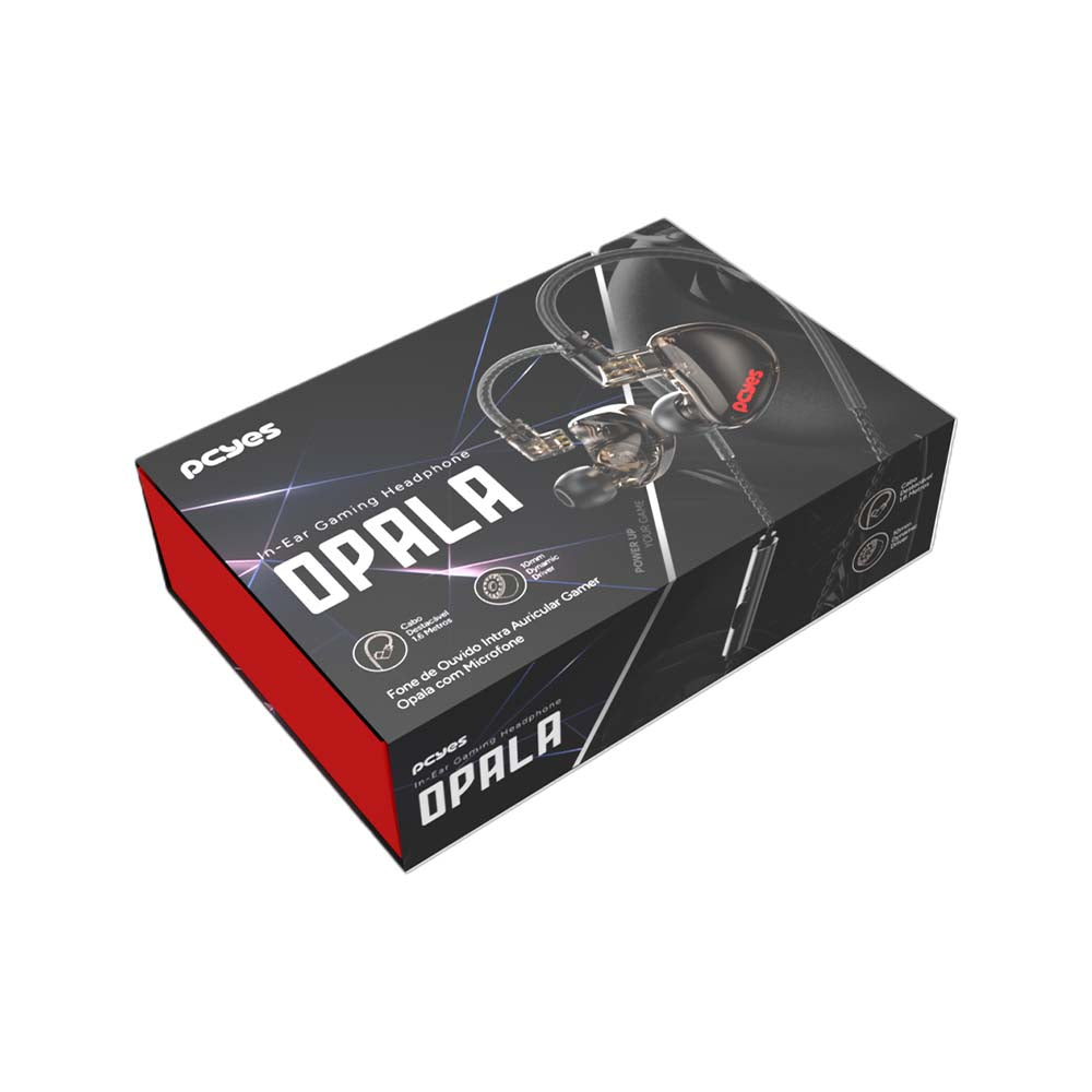 Fone de Ouvido Gamer PCYes Opala Intra-auricular C/ Microfone P3 1.6mt - FPO1DD