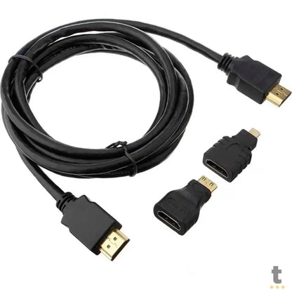 Adaptador Cabo Hdmi Para Mini Hdmi Micro Hdmi 1.5mt 3 Em 1 Full Hd Truedata