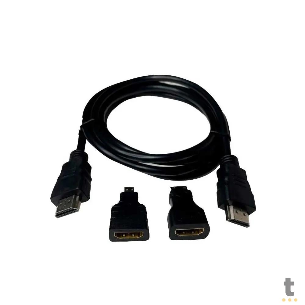 Adaptador Cabo Hdmi Para Mini Hdmi Micro Hdmi 1.5mt 3 Em 1 Full Hd Truedata