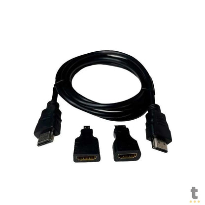 Adaptador Cabo Hdmi Para Mini Hdmi Micro Hdmi 1.5mt 3 Em 1 Full Hd Truedata