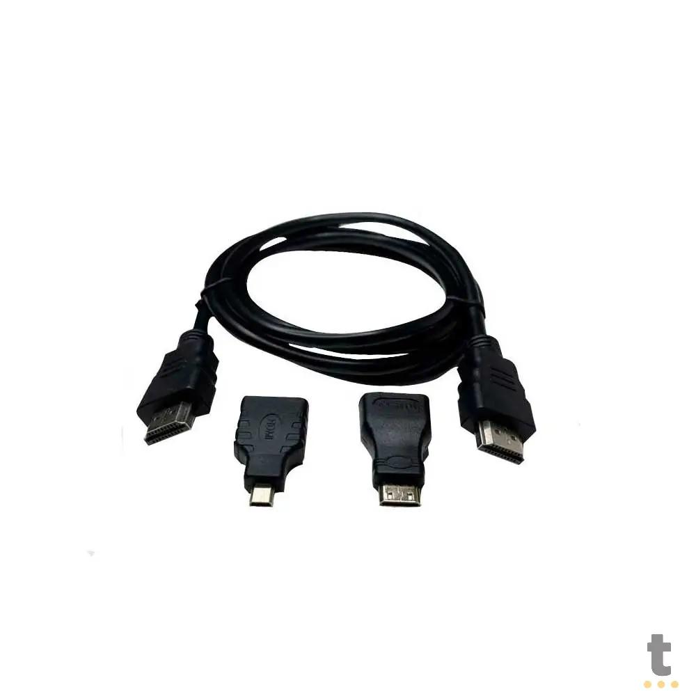 Adaptador Cabo Hdmi Para Mini Hdmi Micro Hdmi 1.5mt 3 Em 1 Full Hd Truedata