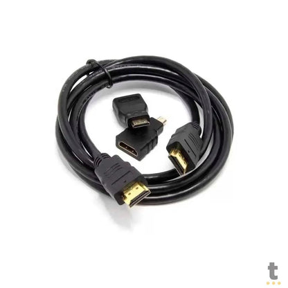 Adaptador Cabo Hdmi Para Mini Hdmi Micro Hdmi 1.5mt 3 Em 1 Full Hd Truedata
