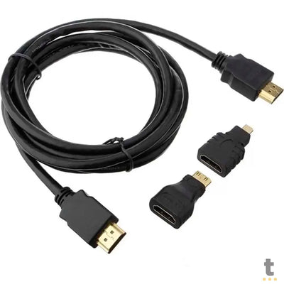 Adaptador Cabo Hdmi Para Mini Hdmi Micro Hdmi 1.5mt 3 Em 1 Full Hd