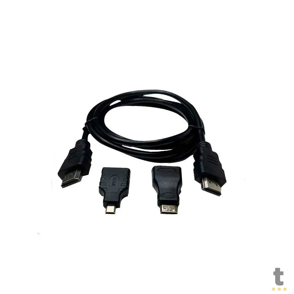 Adaptador Cabo Hdmi Para Mini Hdmi Micro Hdmi 1.5mt 3 Em 1 Full Hd Truedata