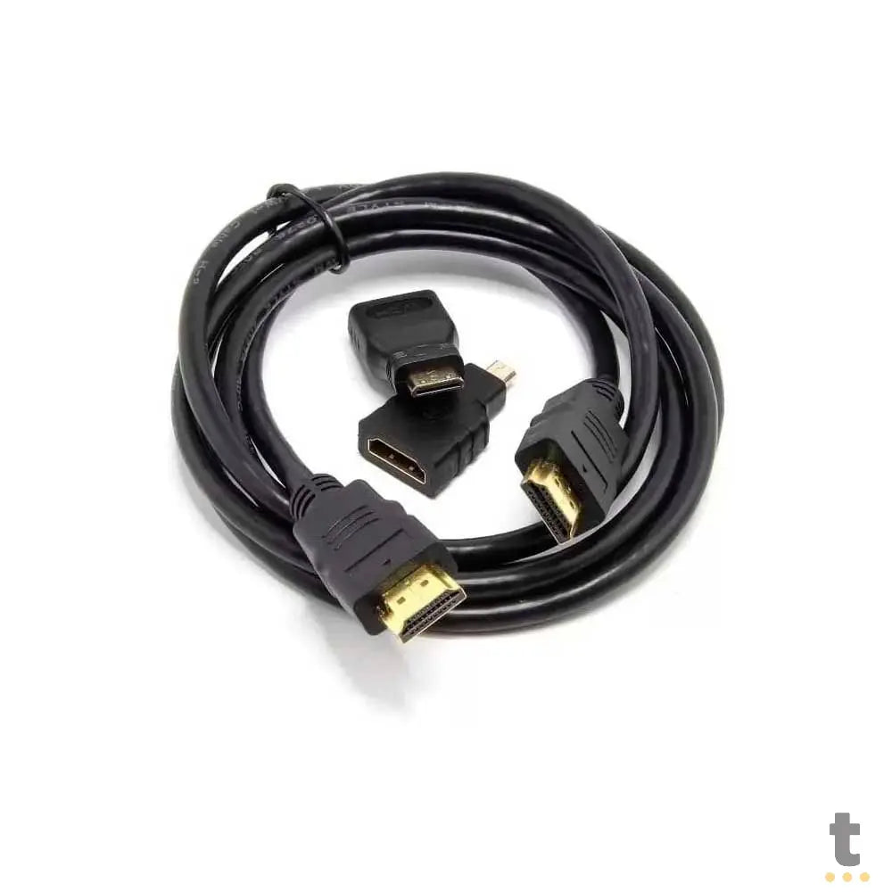 Adaptador Cabo Hdmi Para Mini Hdmi Micro Hdmi 1.5mt 3 Em 1 Full Hd Truedata