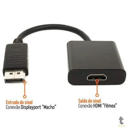 Adaptador Conversor Displayport Macho Para Hdmi Fêmea Preto Truedata