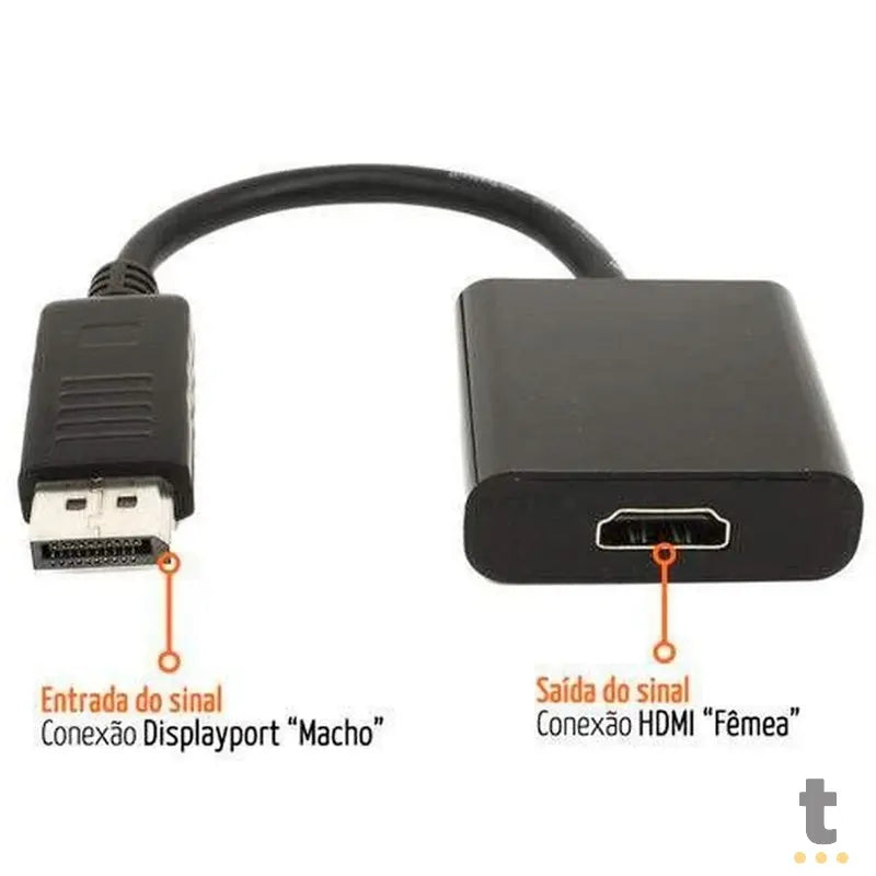 Adaptador Conversor Displayport Macho Para Hdmi Fêmea Preto Truedata