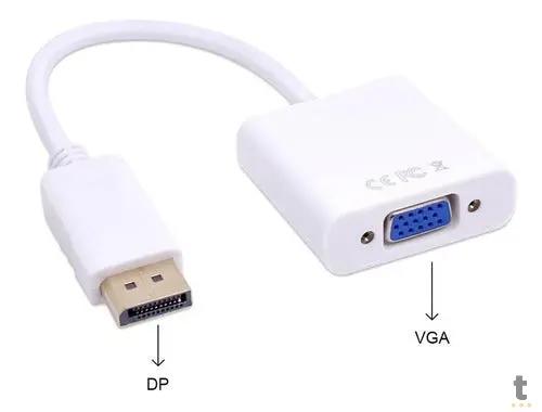 Adaptador Conversor Displayport Macho Para Vga Fêmea Tomate Mtv-601 Branco Truedata