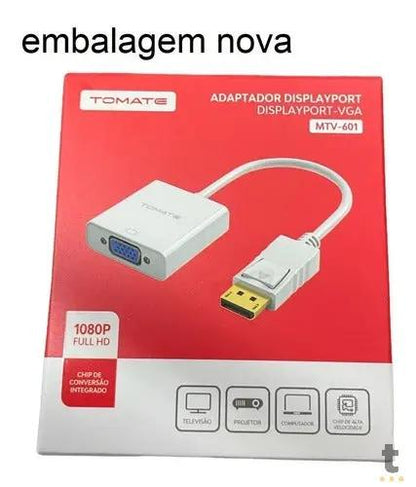 Adaptador Conversor Displayport Macho Para Vga Fêmea Tomate Mtv-601 Branco Truedata