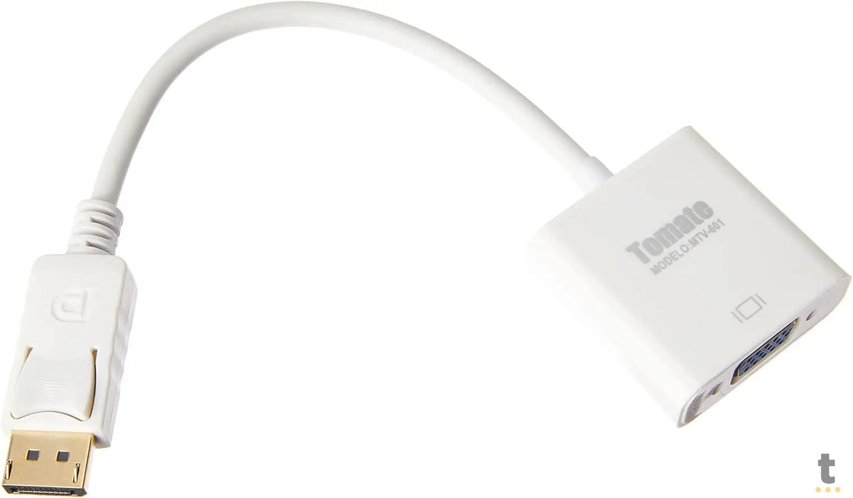 Adaptador Conversor Displayport Macho Para Vga Fêmea Tomate Mtv-601 Branco Truedata