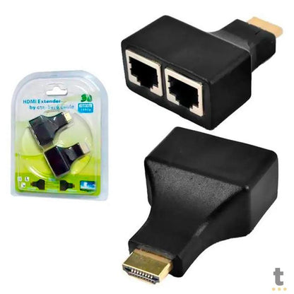 Adaptador Conversor Extensor Hdmi Via Rede Rj45 Cat5 Cat6 3D Full Hd Truedata