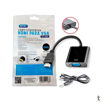 Adaptador Conversor Hdmi Macho Para Vga Fêmea Knup - KP-3468 Truedata