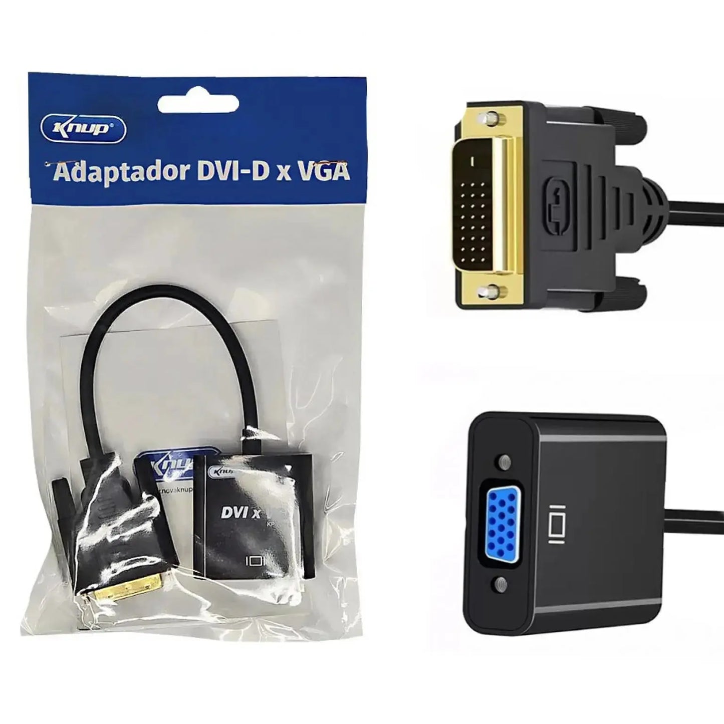 Adaptador Dvi 24 + 5 Macho Para Vga Femea Knup KP-AD108 Truedata