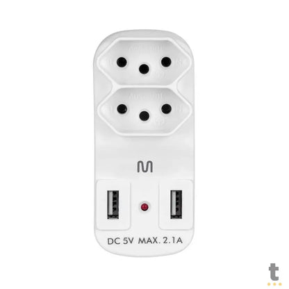 Adaptador E Carregador 2 Tomadas 2 Usb 2.1A Multi - WI331 Truedata