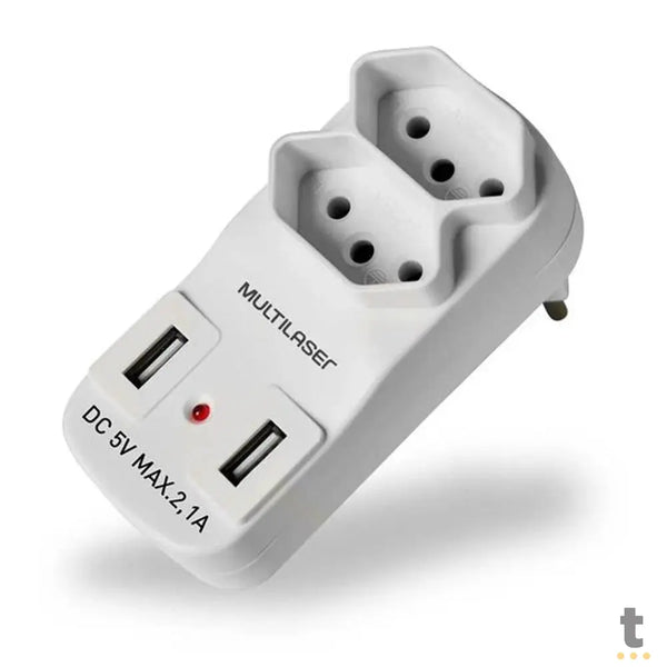 Adaptador E Carregador 2 Tomadas 2 Usb 2.1A Multi - WI331