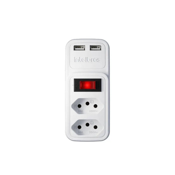 Adaptador E Carregador 2 Tomadas 2 Usb Intelbras Eac 202 Branco - 4824400