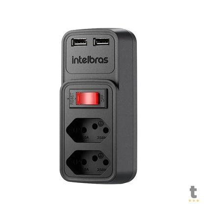 Adaptador E Carregador 2 Tomadas 2 Usb Intelbras Eac 202 Preto - 4820049 Truedata