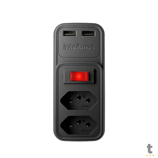 Adaptador E Carregador 2 Tomadas 2 Usb Intelbras Eac 202 Preto - 4820049