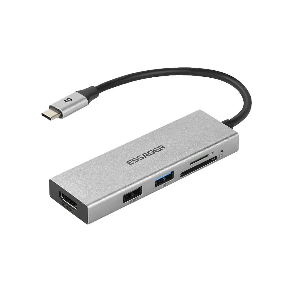 Adaptador Essager USB-C para HDMI/VGA/4 USB/RJ45/P2/SD EHBC05-FH0G-P Truedata