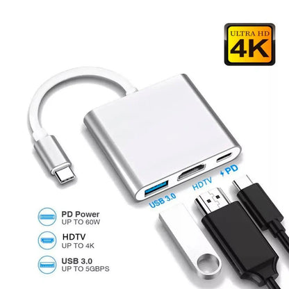 Adaptador Hub Tipo C Para Usb 3.0 + Hdmi + Usb Tipo C It Blue - LE-5573 Truedata