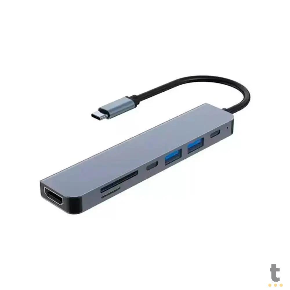 Adaptador Hub USB Tipo C Para Hdmi + 2x USB + Usb Tipo C + Leitor Cartão SD Truedata