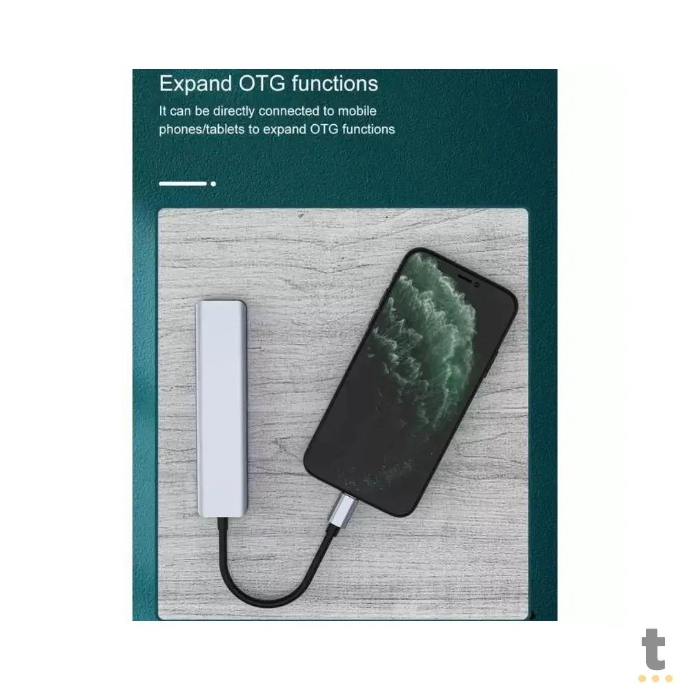 Adaptador Hub USB Tipo C Para Hdmi + 2x USB + Usb Tipo C + Leitor Cartão SD Truedata